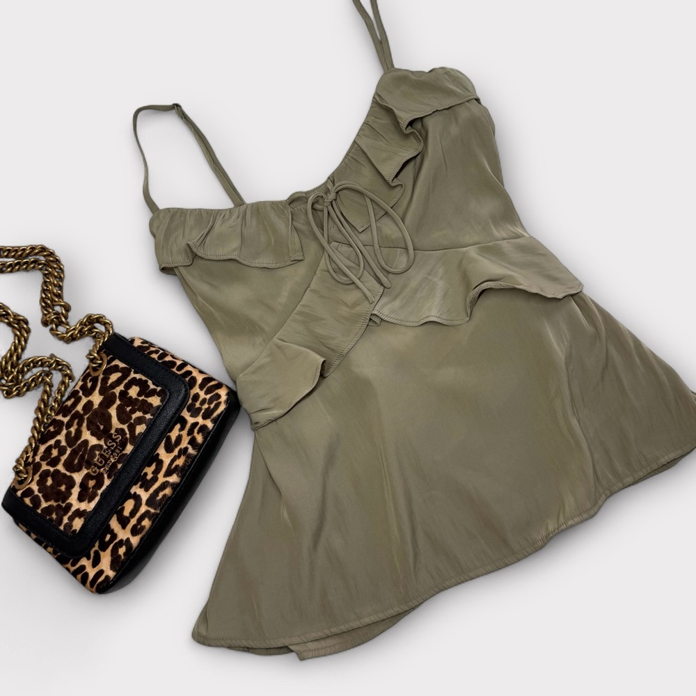 Universal Thread Olive Camisole with Ruffle Detail